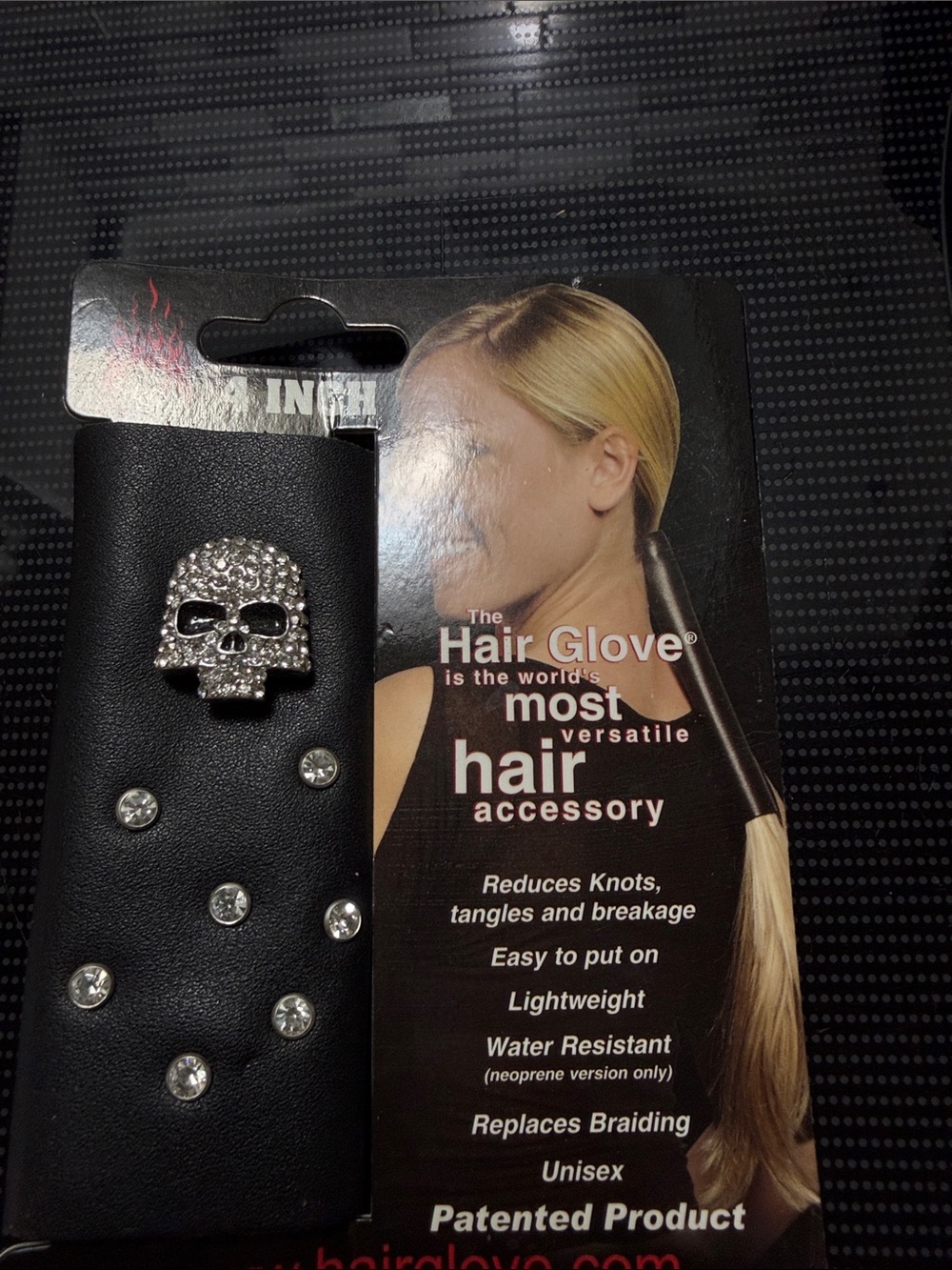 Hair Glove Black Crystal Skull Hair Accessory